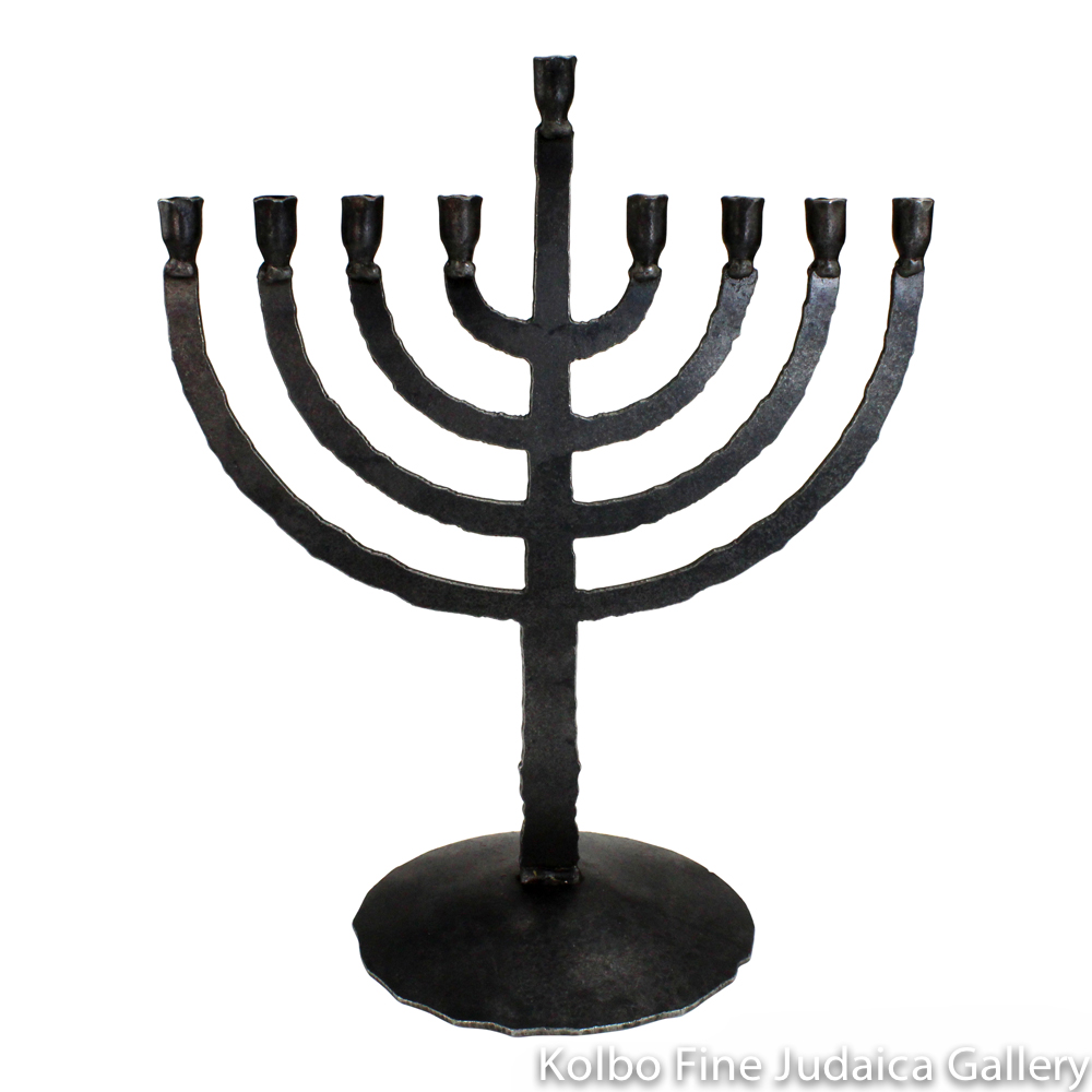 Menorah, Wrought Iron, Large Flame Design