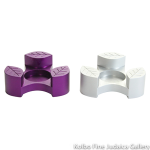 Interlocking Candlesticks Traveling Candlesticks, Interlocking Leaf Design, Purple and Gray Anod ...