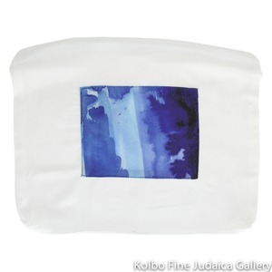 Tallit Set, Blue Watercolor Stripes, Silk