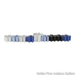 Menorah, Puzzle Style in Blue, SIlver, Black, and Gray, Anodized Aluminum