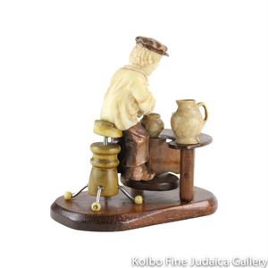 Collectable, Potter in Shtetl Scene, Hand-Carved from Tagua Nut and Wood
