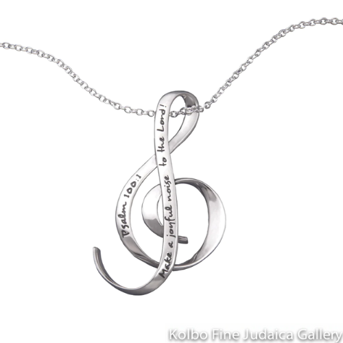 Necklace, Clef Note Design, Make a Joyful Noise, Sterling
