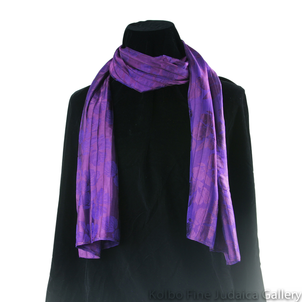 Scarf, Purple and Plum Pin-Tucking, Silk, Hand-Made