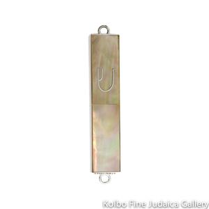 Mezuzah, Bronze Mother Of Pearl and Sterling Silver, Small Rectangular›