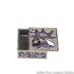 Keepsake Box, Purple Tree Of Life, Brass with Painted Enamel