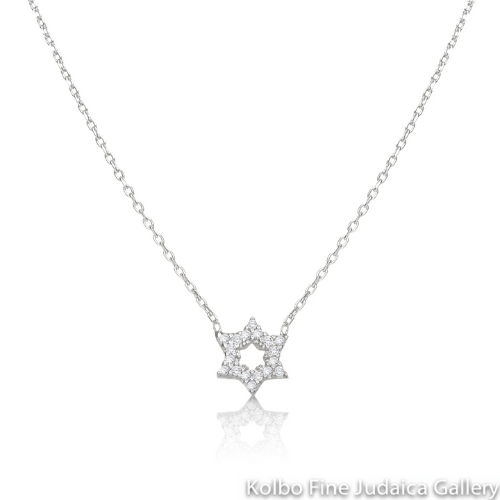 Necklace, Star, Open Design, Sterling Silver with CZs