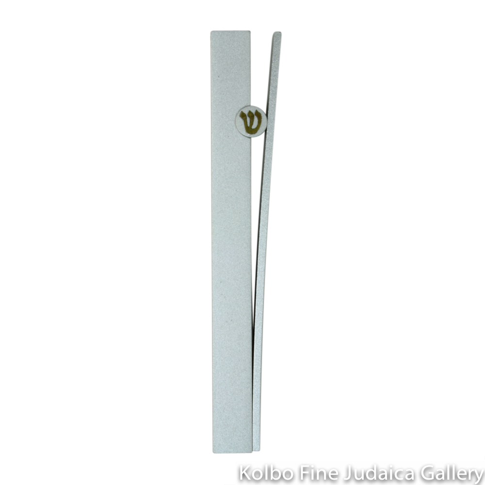 Mezuzah, Split Design in Silver, Anodized Aluminum