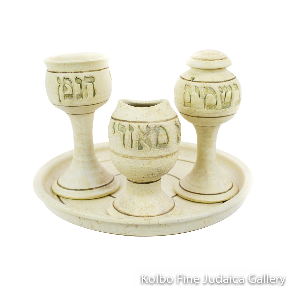 Havdalah Set, Classic Design in Ceramic with Matte Glaze