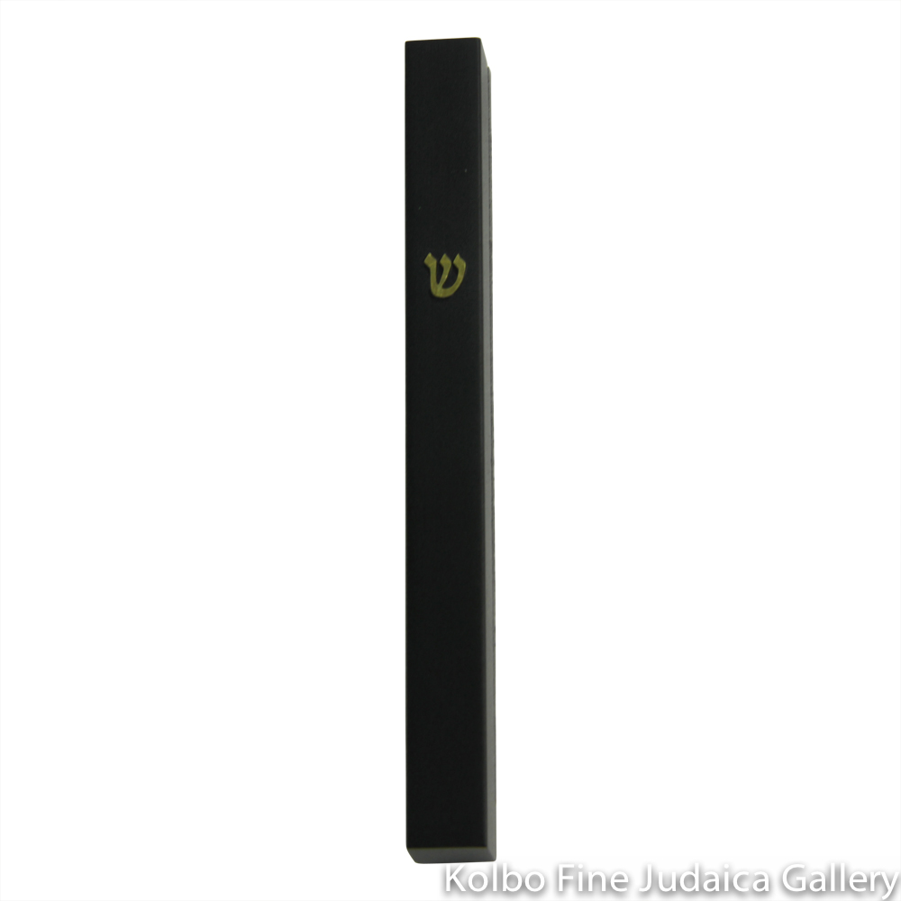 Mezuzah, Thin, Black, Anodized Aluminum with Shin