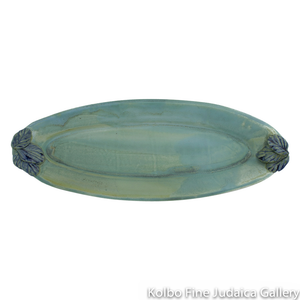 Serving Dish, Hand-Made Ceramic, Large Extended Oval with 3-D Leaves
