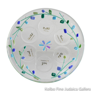 Seder Plate, Sea of Reeds Design, Handmade Glass