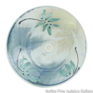 Serving Bowl, Blue Leaf Design, Hand-Painted on Ceramic, Size 9