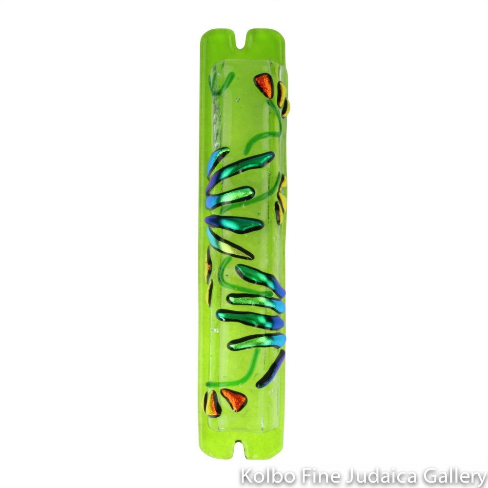 Mezuzah, Bird of Paradise Design, Fused Glass