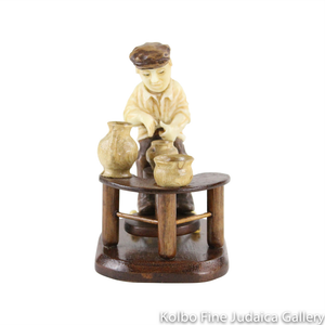 Collectable, Potter in Shtetl Scene, Hand-Carved from Tagua Nut and Wood