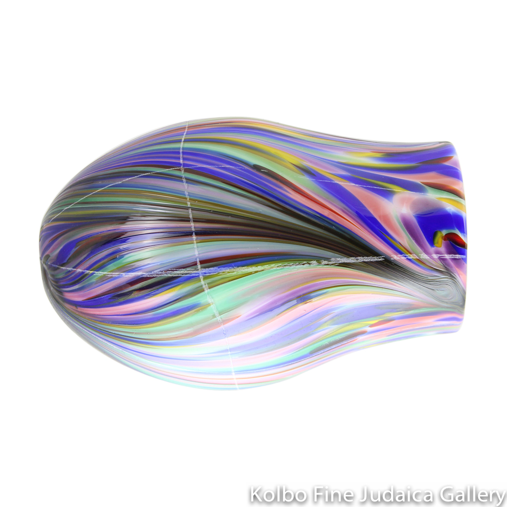 Breaking Glass with Pouch, Opaque, Rainbow Swirl, Hand-Blown Glass