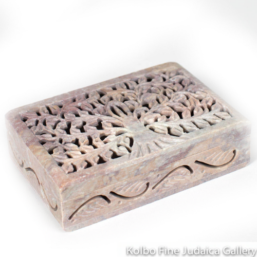 Jewelry Box, Hand Carved Stone Tree of Life Design, Fair Trade
