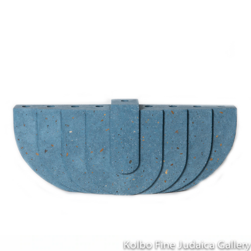 Menorah, Soft Cobalt Blue Terrazzo Concrete