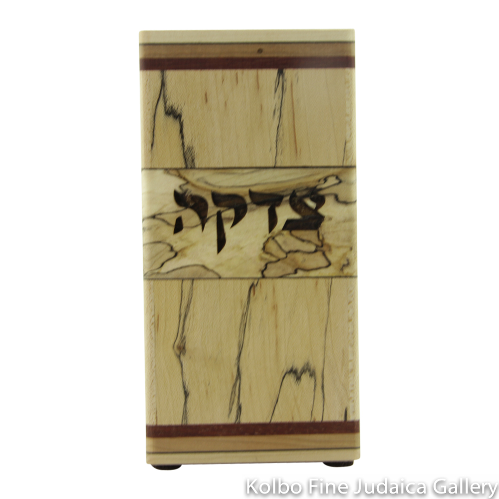 Tzedakah Box, Rectangular Design, Mixed Woods