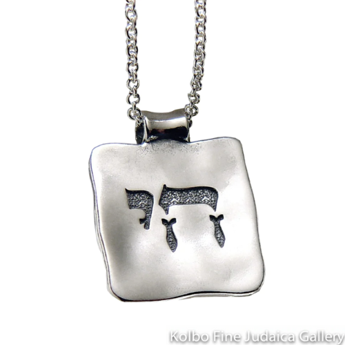 Chai Necklace, Sterling Silver, Chai on Silver, 18 on Back