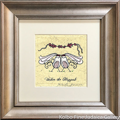 Under The Chuppah, Bride and Bride Birds, Mini, Hand-Painted, Framed
