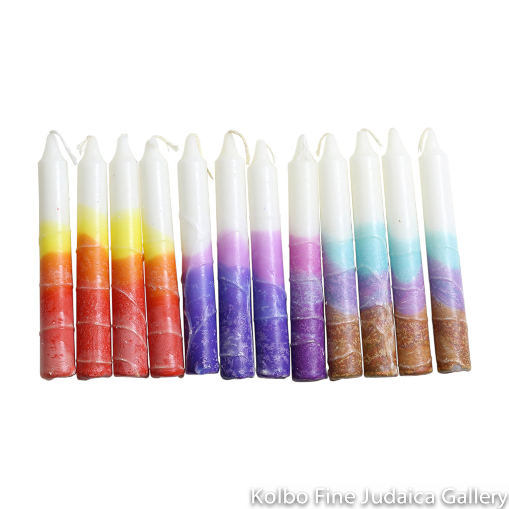 Shabbat Candles, Three Color Combinations, Box of 12