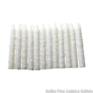 Shabbat Candles, White, Box of 12, Unscented Dripless Paraffin